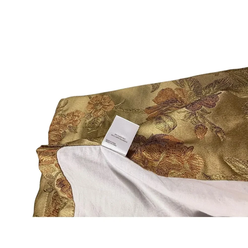 Single Croscill Olimpia Curtain Drape 1 Panel Gold Satin Embroidered Floral 86